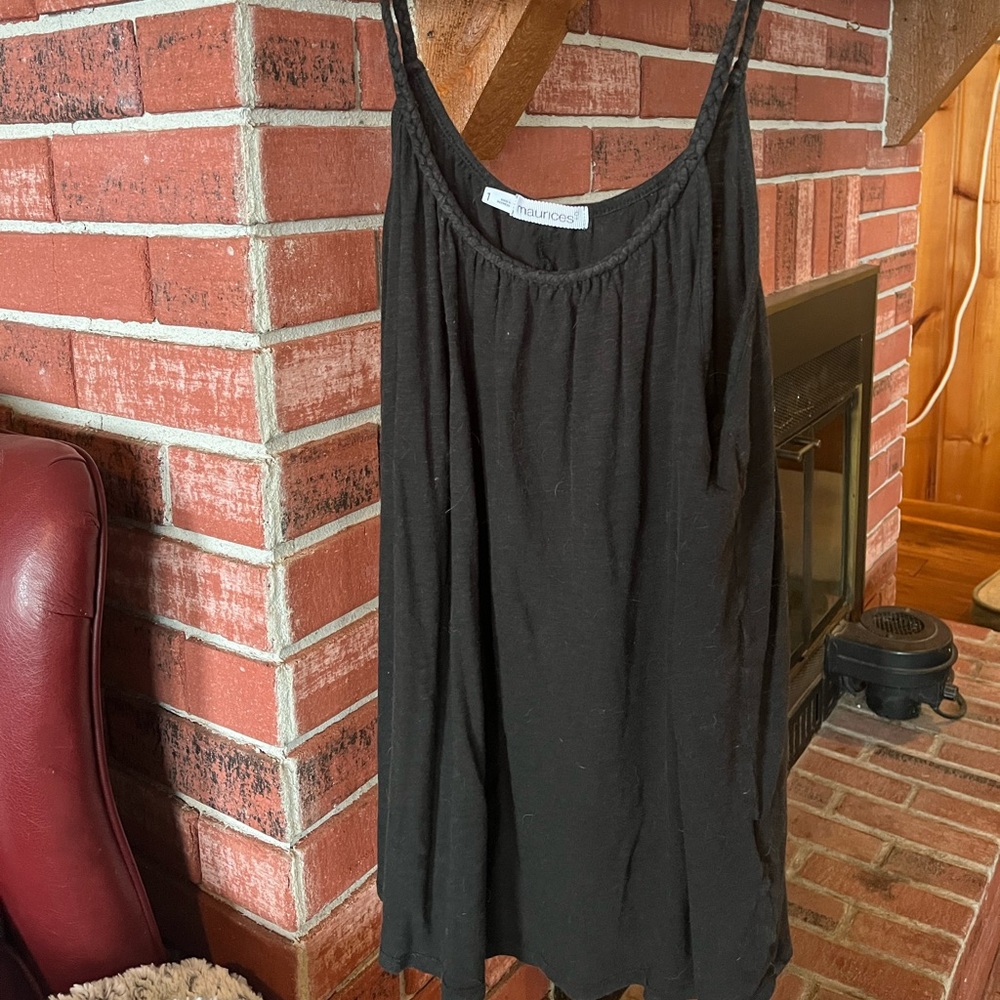 Maurice’s black tank top with braided edge plus size - 1